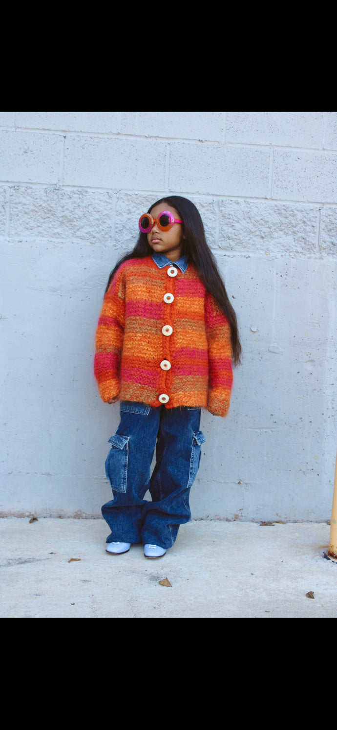 Vintage- Hand knit Cardigan Sweater