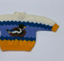 Load image into Gallery viewer, Hand-knit  Mallard Duck Baby Sweater
