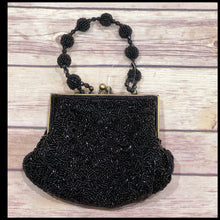 Load image into Gallery viewer, Vintage Black Beaded Evening bag
