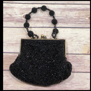 Vintage Black Beaded Evening bag