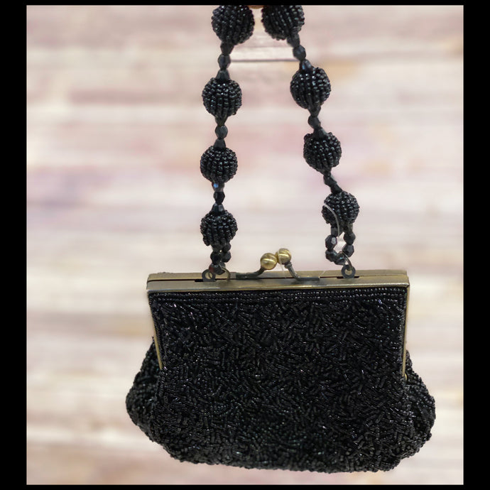 Vintage Black Beaded Evening bag